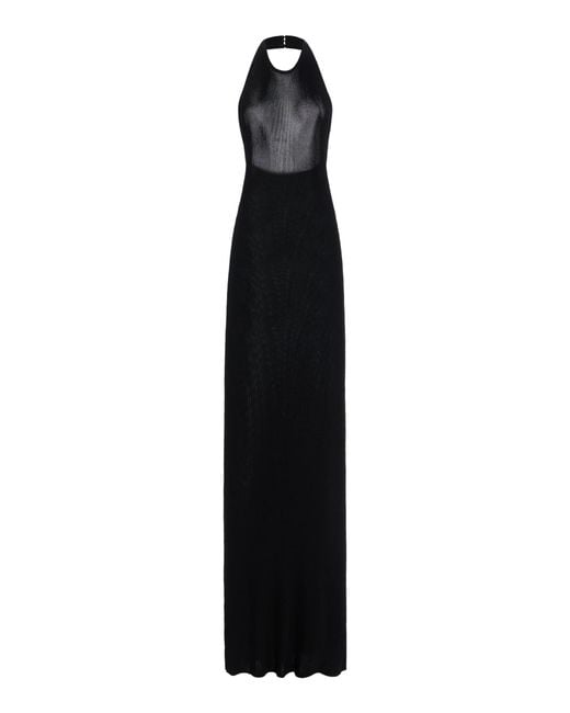 Nili Lotan Black Gertrude Knit Maxi Halter Dress