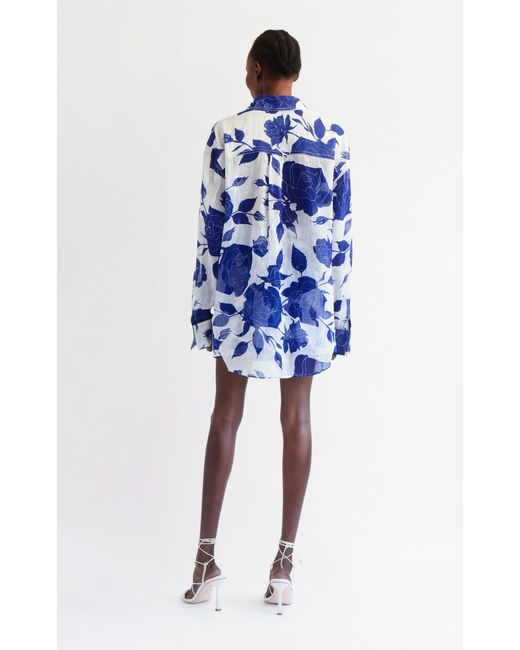 Aje. Blue Belonging Printed Linen-blend Shorts