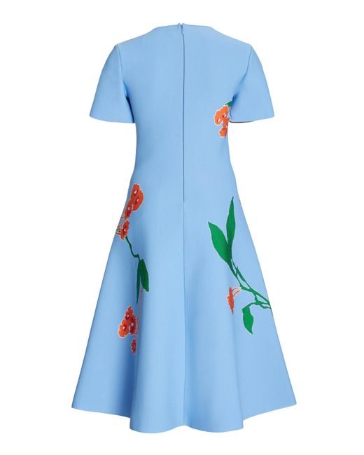 Carolina Herrera Blue Flared Midi Dress