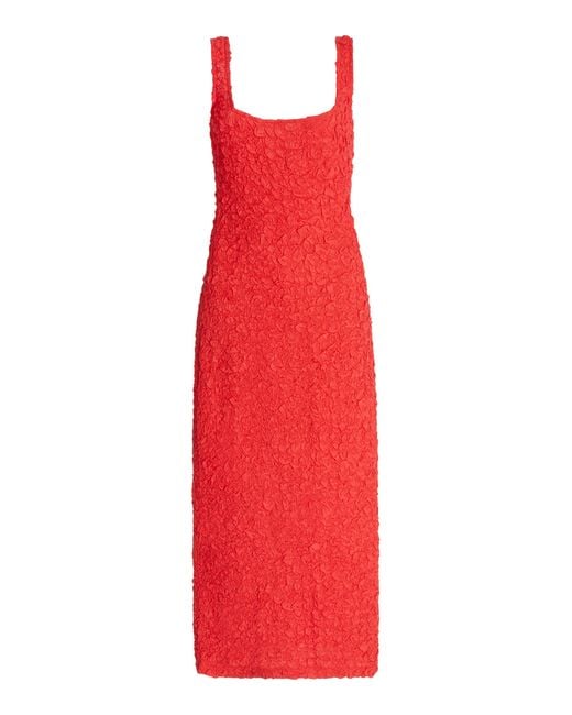 Mara Hoffman Red Sloan Smocked Modal Midi Dress