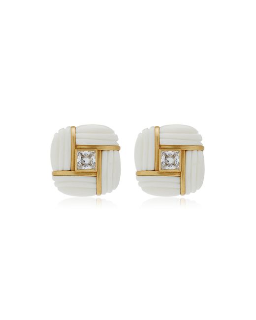 VALÉRE White Ixv15 Stone; Crystal Earrings