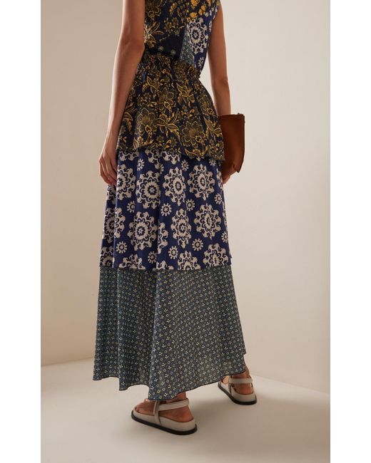 BOTEH Multicolor Florimonde Tiered Cotton-blend Maxi Skirt