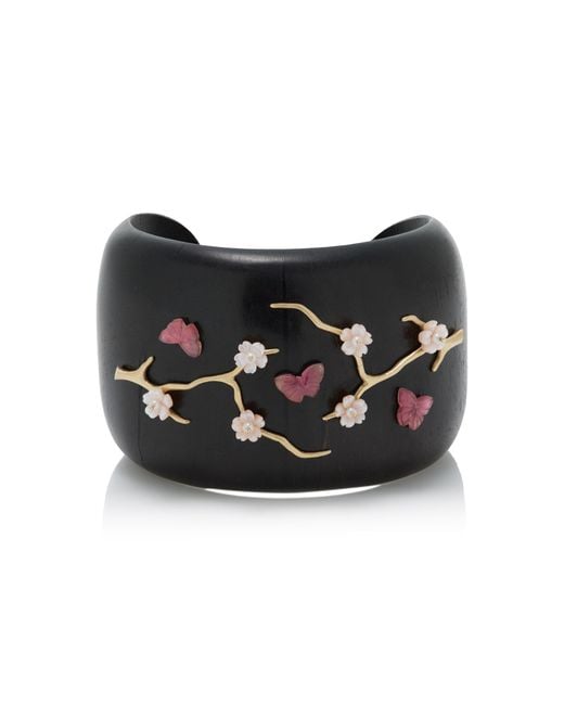Annette Ferdinandsen Black Cherry Blossom 14K Multi-Stone Cuff