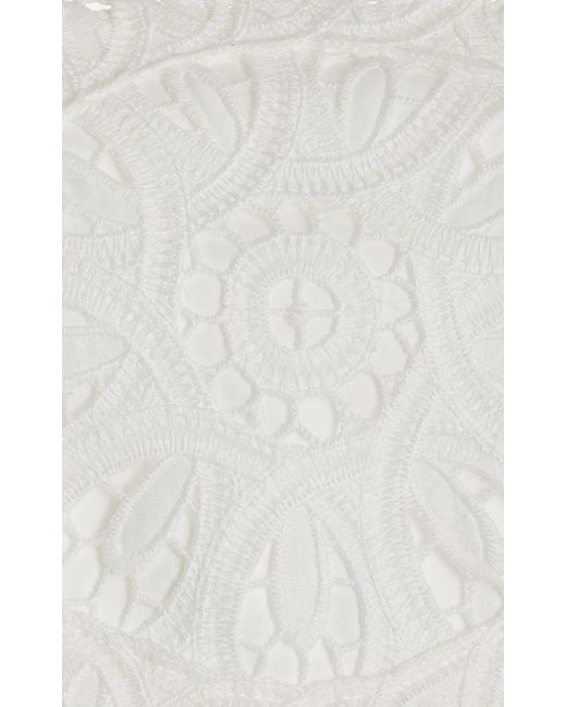 Zimmermann White Ottie Embroidered Cotton Crop Top for men