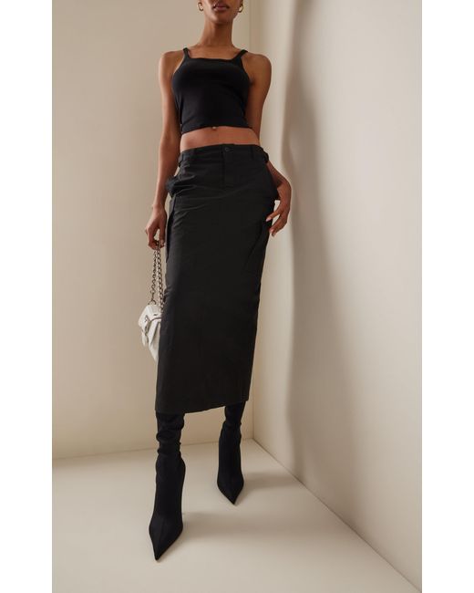 Wardrobe NYC Cotton Midi Cargo Skirt in Black