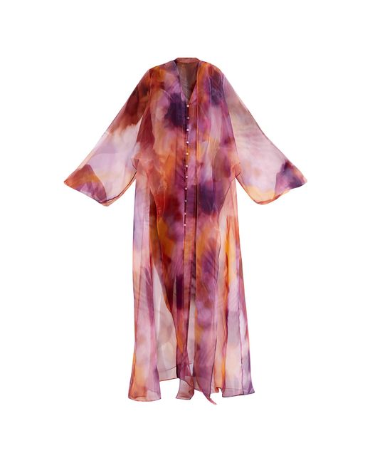 ANDREA IYAMAH Red Nali Printed Organza Robe