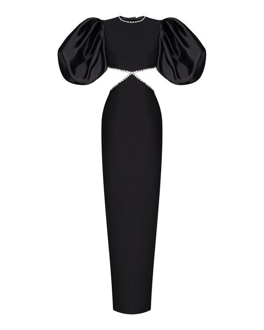 Rasario Black Crystal-embellished Cutout Crepe Maxi Dress