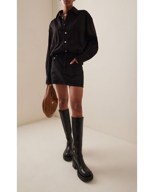 Haikure Black Tatum Denim Shirt-skirt Combo Mini Dress