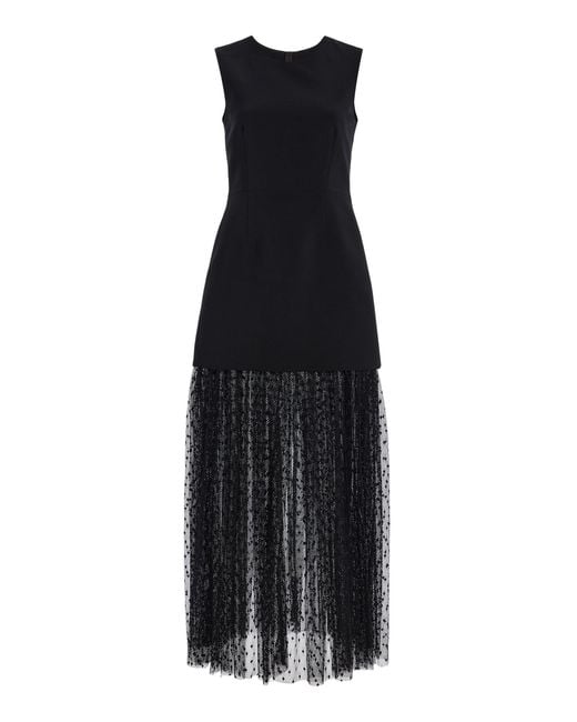 Alexis Black Simonete Tulle-detailed Satin Midi Dress