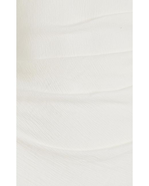 Anemos White The Nadege Draped Linen-blend Midi Dress
