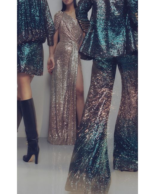 Elie Saab Green Sequin Cutout Blouse