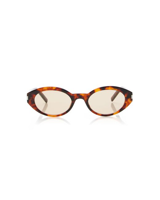 Saint Laurent Brown Cat-Eye Tortoiseshell Acetate Sunglasses