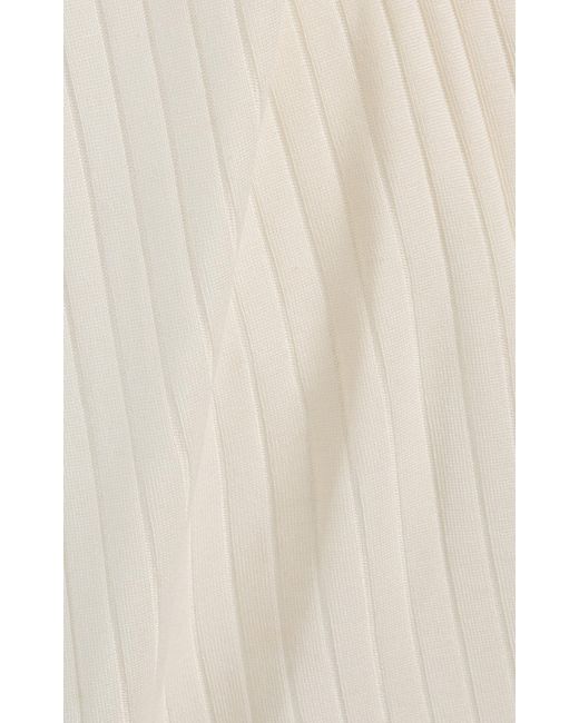 The Row White Keya Ribbed-Knit Top