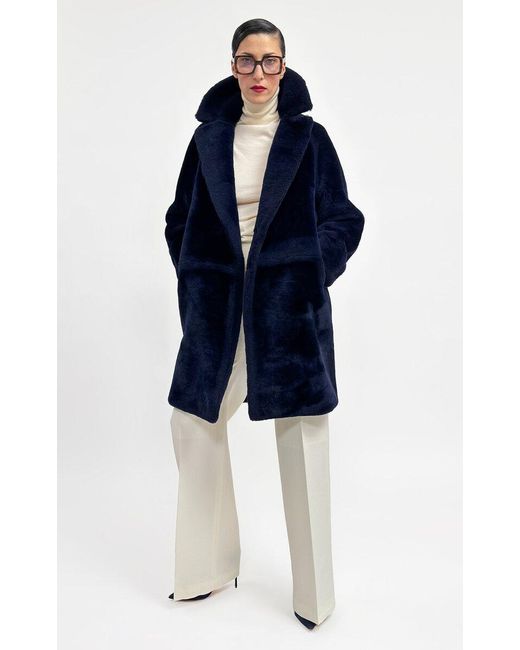 Martin Grant Blue Shearling Cocoon Coat