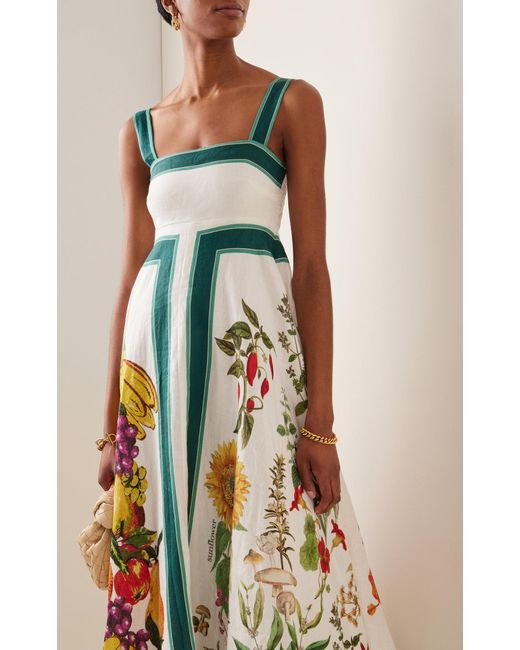 ALÉMAIS Fruitta Printed Linen Midi Dress Lyst