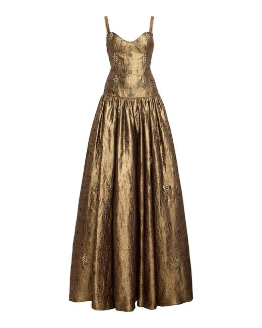 Cucculelli Shaheen Natural Deco Medallion Geometric Jacquard Maxi Dress