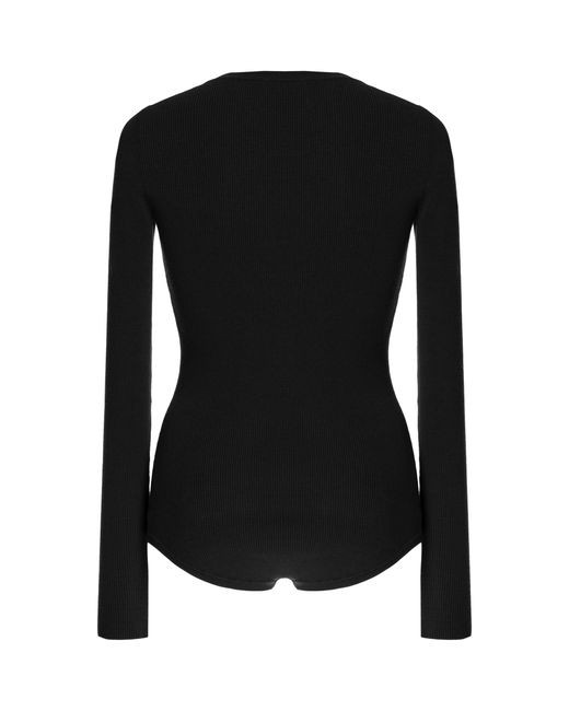 Michael Kors Black Ribbed-knit Bodysuit
