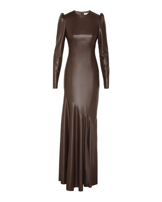 Zimmermann Brown Illustration Sculpted Leather Maxi Dress