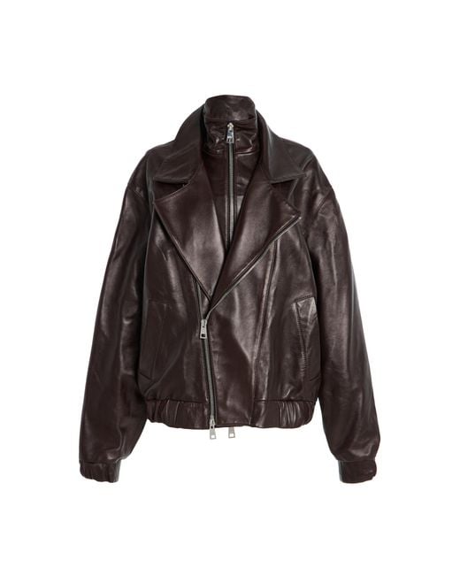 Brandon Maxwell Brown The Emmett Leather Motorcycle Jacket