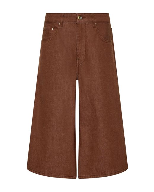 OSSOU Brown Lorin Wide-Leg Denim Bermuda Shorts