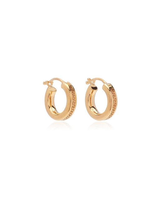 Versace Small Greca Goldplated Hoop Earrings in Metallic Lyst