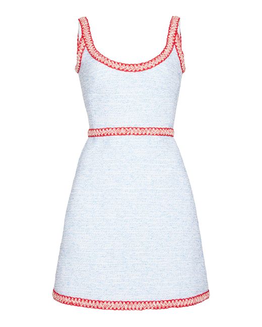 Giambattista Valli Blue Embroidered Boucle Tweed Mini Dress