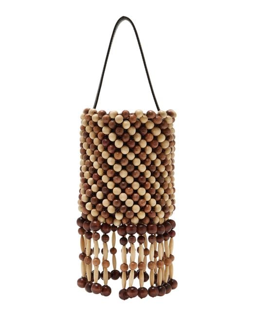 Rabanne Black Beaded Wood Shoulder Bag