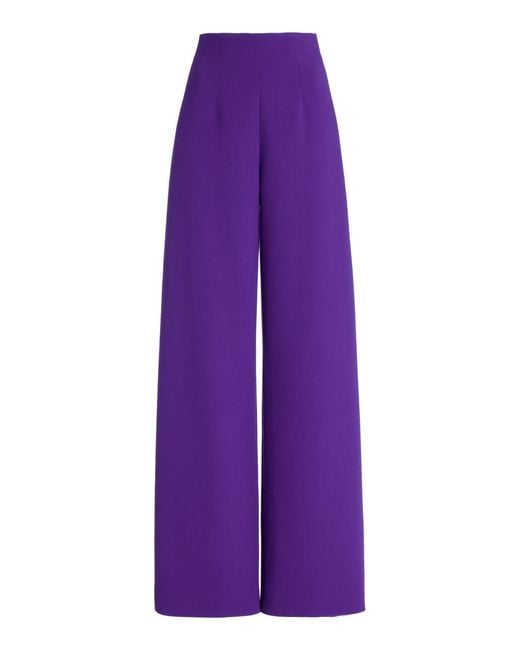 Sergio Hudson Purple Signature High-waisted Wool Wide-leg Pants