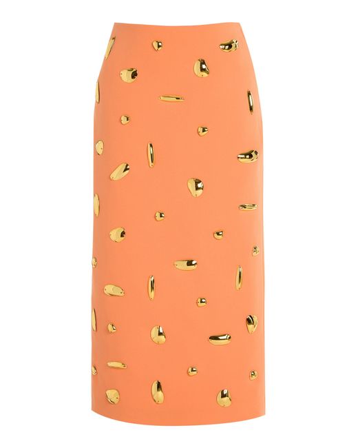 Alexis Orange Palmila Embellished Crepe Midi Skirt