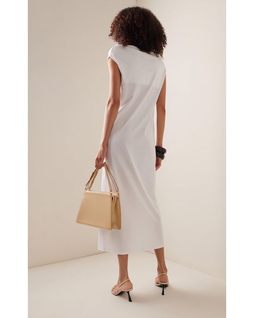 Loulou Studio White Martial Off-the-shoulder Organic Cotton Midi Dress