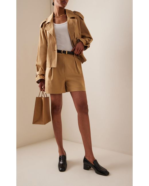 FAVORITE DAUGHTER Natural Exclusive Favorite Pleated Twill Trench Shorts