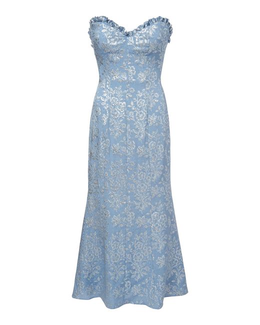 Markarian Blue Odelina Brocade Midi Dress