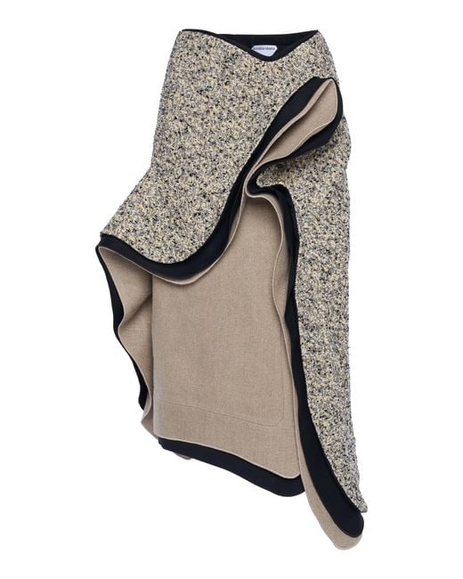 Bottega Veneta White Layered Cotton-blend Midi Skirt