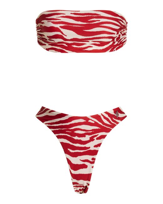The Attico Red Printed Bandeau Bikini Set