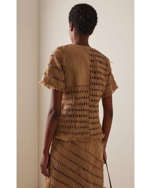 Busayo Brown Lara Openwork Cotton Top