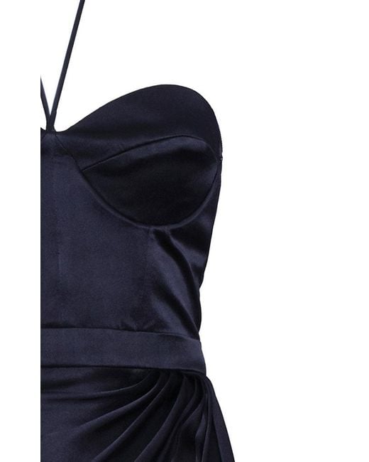 ANDRES OTALORA Blue Laguna Salada Wrap-Effect Silk-Charmeuse Midi Dress