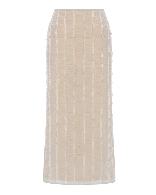 ILA THE BRAND Natural Exclusive Jolie Hand-Embellished Tulle Midi Skirt