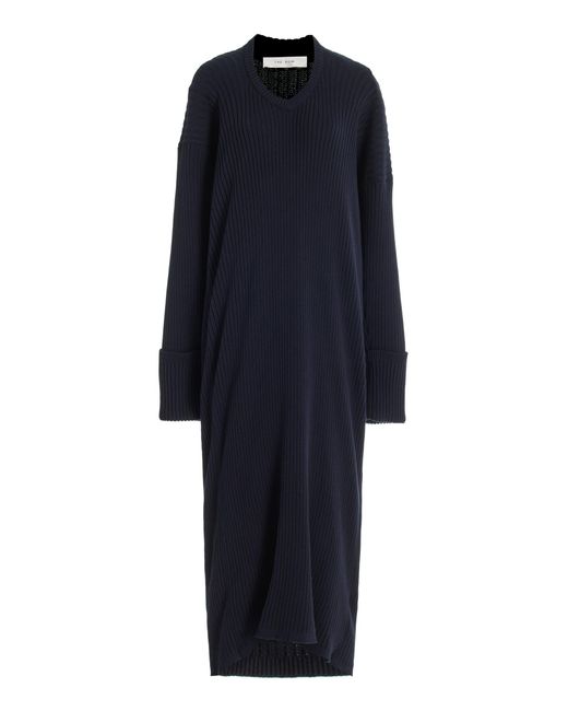 The Row Blue Elodie Knit Cotton Maxi Dress