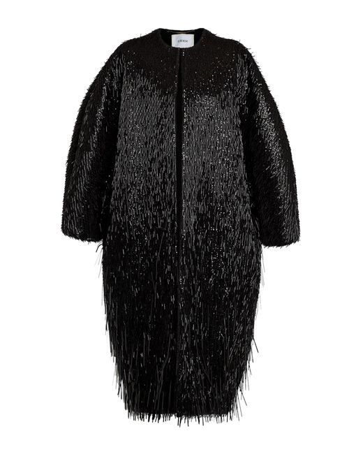Erdem Black Sequined Cocoon Coat
