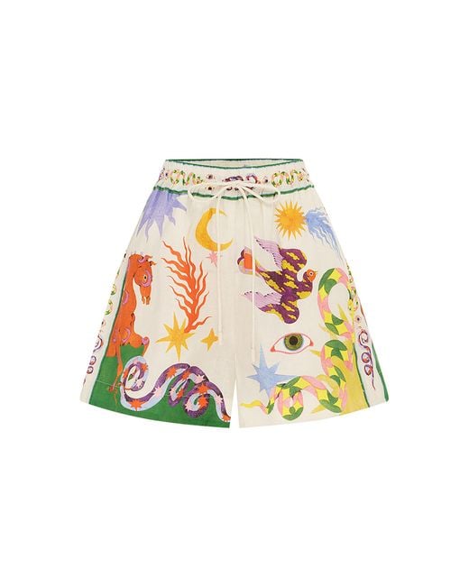 ALÉMAIS Multicolor Seeker Printed Linen Shorts
