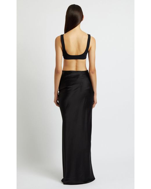 Christopher Esber Black Draped Silk Maxi Skirt