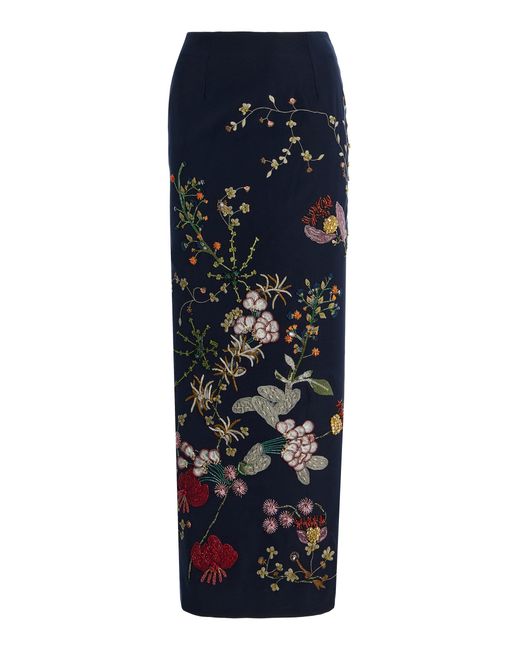 Chorus Blue Exclusive Embellished Crepe Maxi Skirt