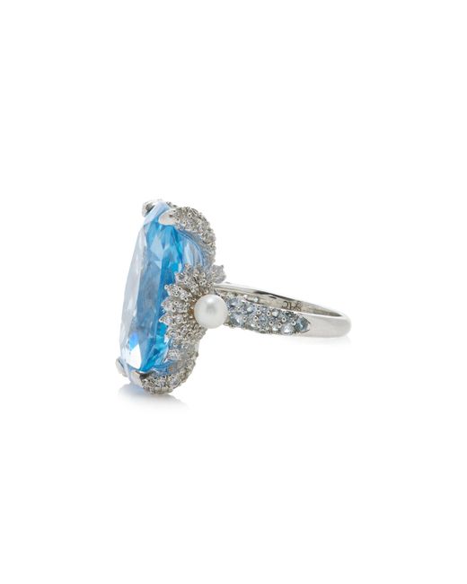 Anabela Chan Blue Mermaid 18k White Gold, Rhodium Vermeil Multi-gem Ring