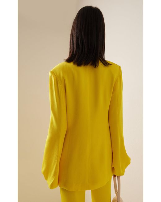 Silvia Tcherassi Yellow Coco Puff-sleeve Satin Blazer Jacket