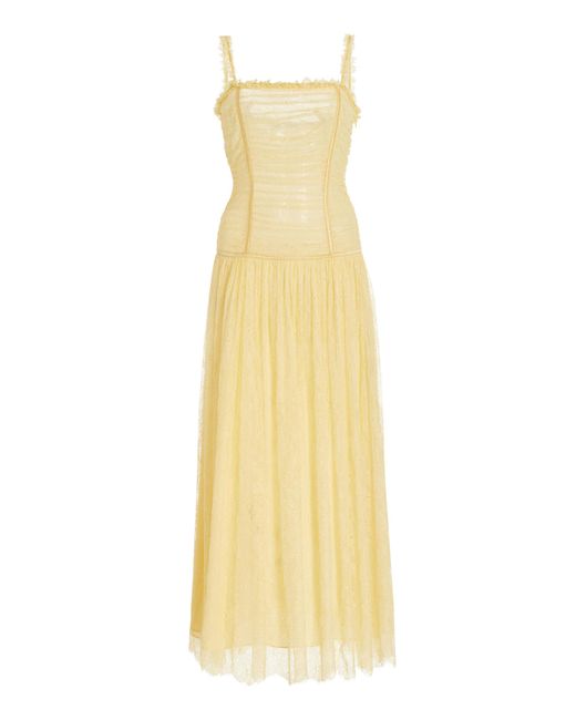 chinese dress ladies Ulla Johnson Yellow Crochet Yael Dress
