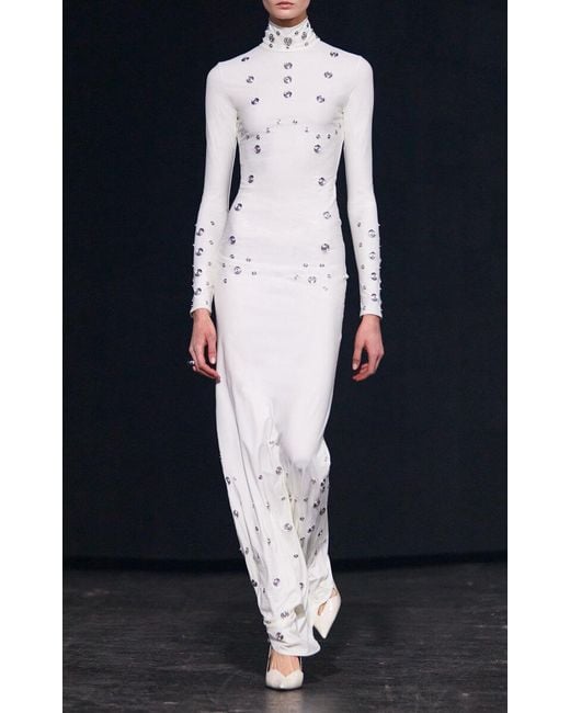 Coperni White Snap-embellished Spandex Maxi Dress