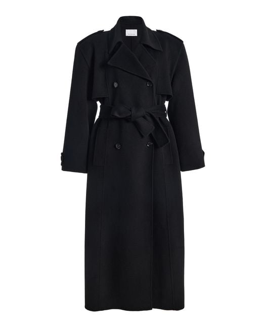 Frankie Shop Black Nikola Padded Wool-Cashmere Trench Coat