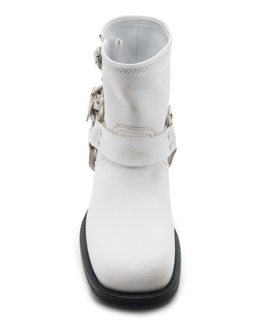 Miu Miu White Tronchetti Leather Ankle Boots