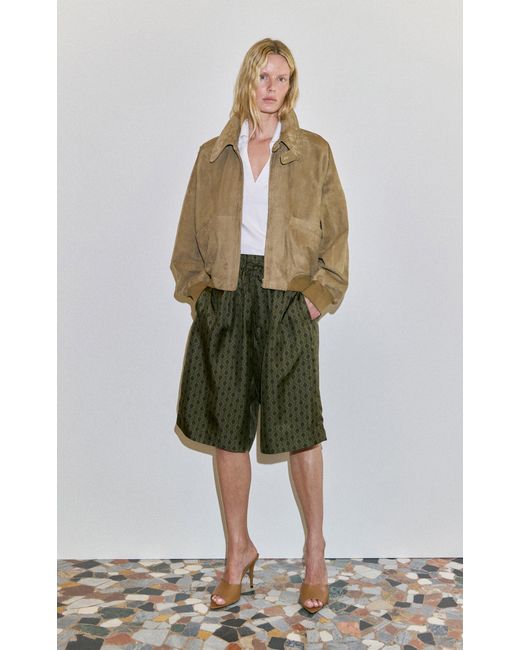 DARKPARK Green Brad Printed Silk Jogger Shorts