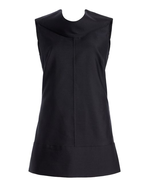 Brandon Maxwell Black The Bowie Draped Wool-Silk Mikado Top